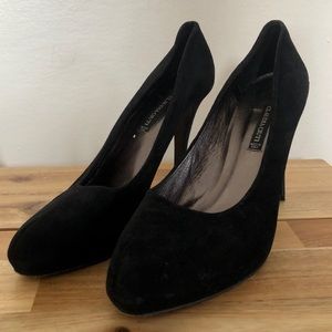 Black suede pumps